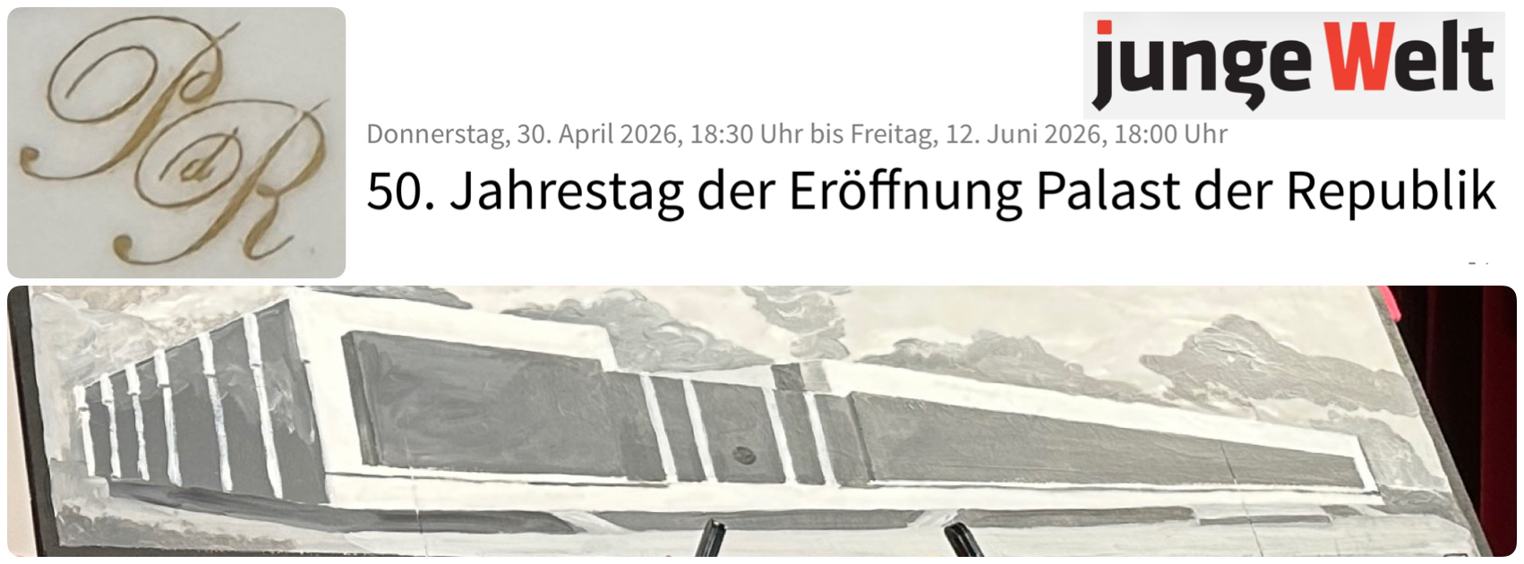 30.04. 18:30 Vernissage zur Ausstellung "50. Jahrestag der Eröffnung Palast der Republik"