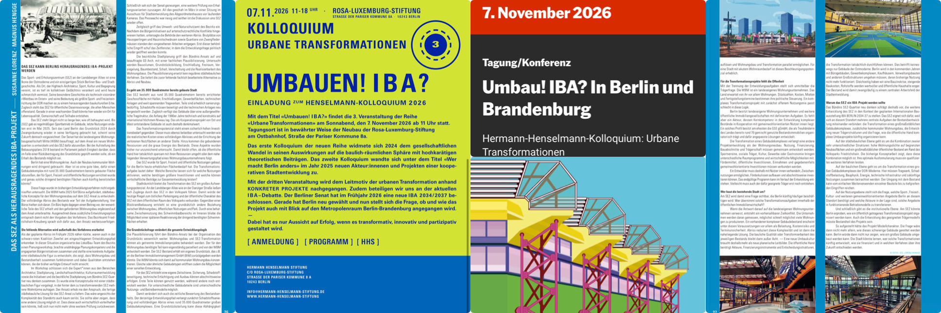 07.11.2026 11:00 SEZ-Vortrag auf der Konferenz "Umbau! IBA? In Berlin und Brandenburg"