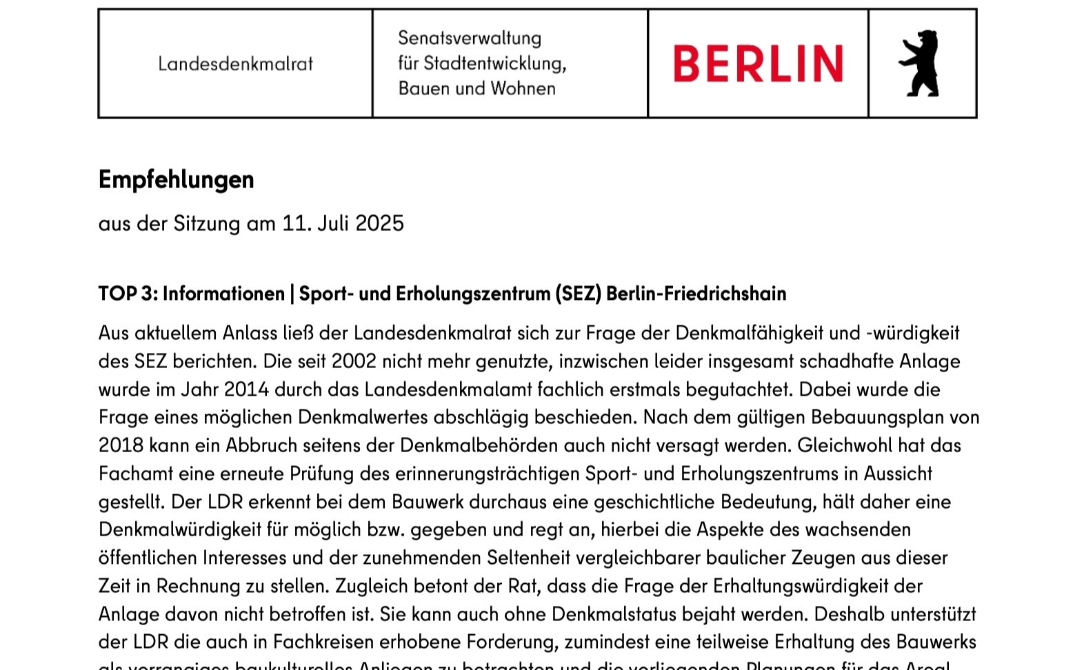 30.09.2025 Denkmalschutz abgelehnt!